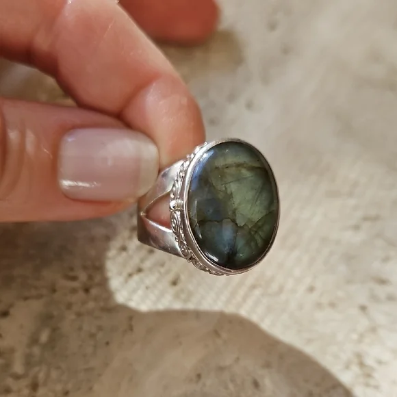 Sajen Sterling Silver Labradorite Ring Size 10 - Picture 3 of 11